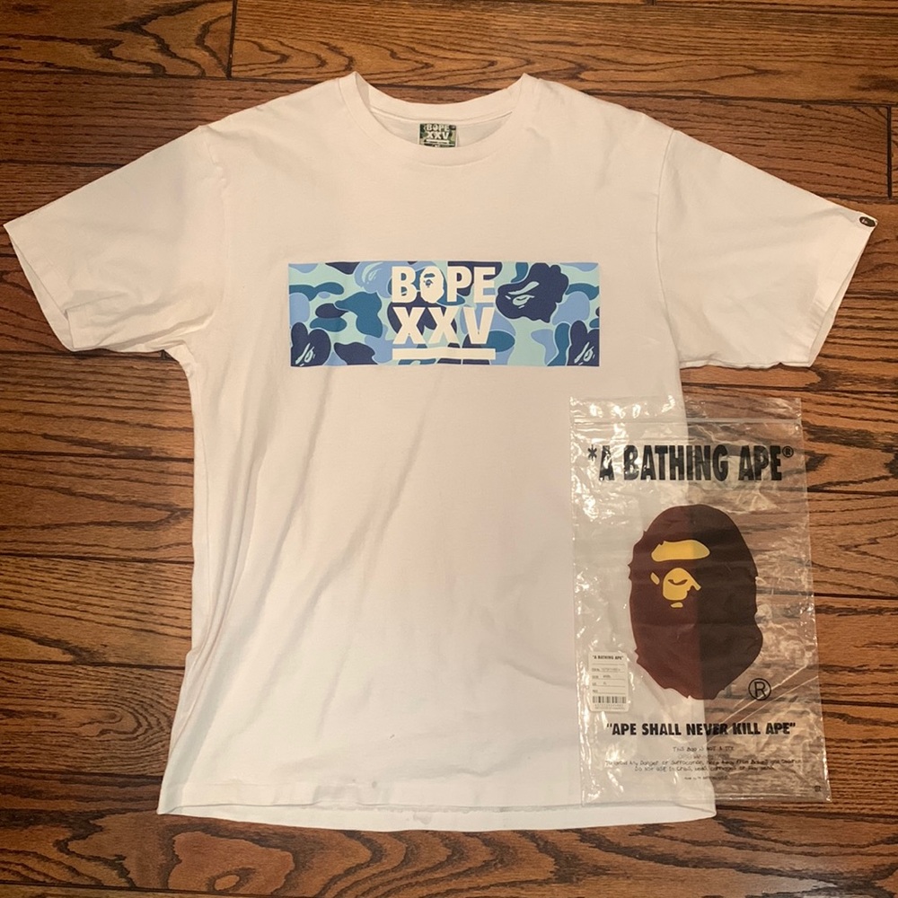 White and Blue Bape XXV (25th Anniversary edition) T-shirt